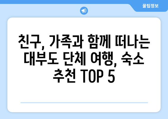 대부도 단체 여행 추천 숙소 TOP 5 | 넓고 편안한 공간, 즐거운 추억 만들기